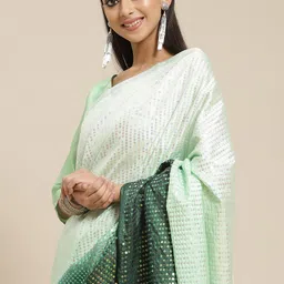 Mitera Green Dyed Sequinned Saree image 1