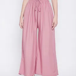 Clora Creation Women Pink Flared Knitted Palazzos-picture-11