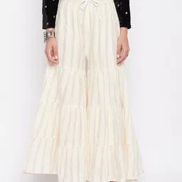 Clora Creation Women Self Design Wide leg Cotton Palazzos image 1