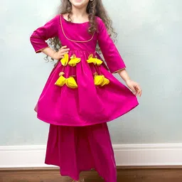 A.T.U.N. Girls Regular Sleeves Anarkali Patchwork Kurta & Sharara-picture-42