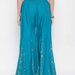 Clora Creation Women Ethnic Motifs Printed Hem Design Flared Palazzos image 5