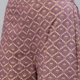 Stylum Women Mauve Ethnic Motifs Printed Empire Kurti with Sharara image 4