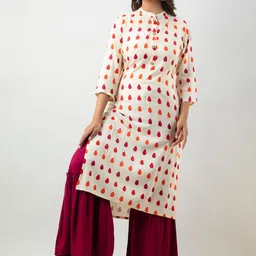 MAUKA Geometric Printed Straight Kurta with Sharara image 5