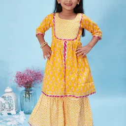 Maaikid Girls Floral Printed Pure Cotton Kurta with Sharara-picture-48