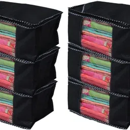 Aaliya Saree Covers pack of 6 black with zipper Poly-canvas Laundry Bag image 1