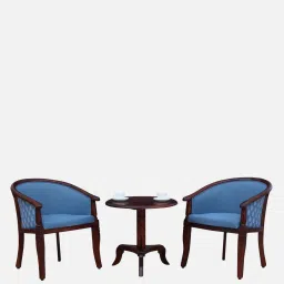 amberville from pepperfry Stalley Sheesham Wood Coffee Table Set in Blue Dual Print & Scratch Resistant Honey Oak Finish With 2 Chairs image 5