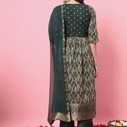 VredeVogel Women Ethnic Motifs Embroidered Regular Kurta with Trousers & With Dupatta image 5