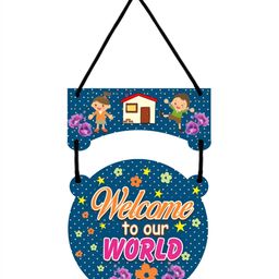 CVANU Blue Printed Wooden Wall Hanging-picture-28