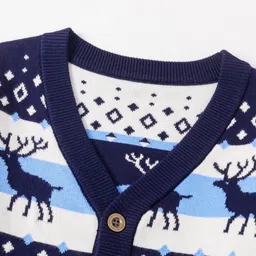 StyleCast Boys Navy Blue Graphic Self Design Cardigan image 3