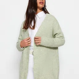 Trendyol V-Neck Ribbed Longline Cardigan image 5