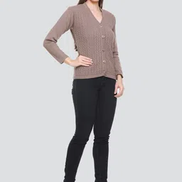 NITSLINE Women Grey Cable Knit Acrylic Cardigan image 2