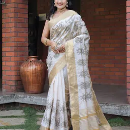 KALINI Ethnic Motifs Woven Design Zari Jute Silk Tussar Saree image 2