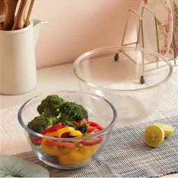 Femora Set Of 2 Transparent Solid Borosilicate Glass Microwave Safe Mixing Bowls-picture-30