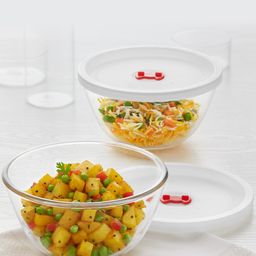 BOROSIL Set Of 2 Transparent Solid Glass Mixing & Serving Bowls With Lid-picture-9