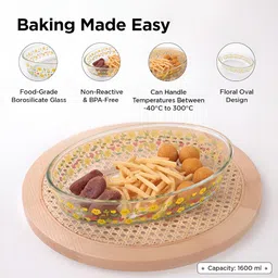 Kuber Industries Transparent Printed Borosilicate Glass Bakeware image 2