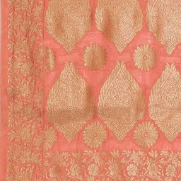 Saree mall Peach-Coloured & Golden Woven Design Saree image 4