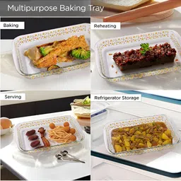 Kuber Industries Transparent Printed Glass Baking Serving Tray image 2