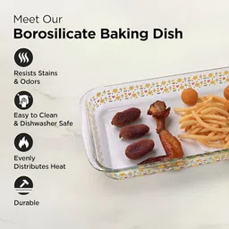 Kuber Industries Transparent Printed Glass Baking Serving Tray image 5