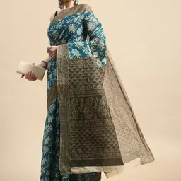 SHANVIKA Ethnic Motifs Printed Pure Cotton Block Print Saree image 2