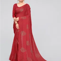 MIRCHI FASHION Red Ethnic Motifs Printed Saree image 1