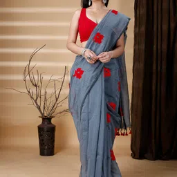 Ruuprekha Floral Embroidered Khadi Saree-picture-14