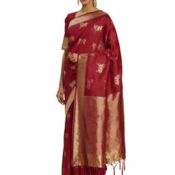 MANVAA Ethnic Motifs Woven Design Zari Banarasi Saree-picture-21