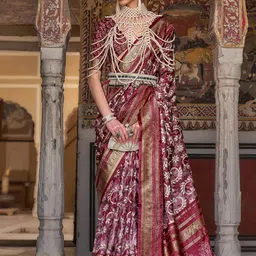Anouk Pink & Gold-Toned Ethnic Motif Woven Design Zari Banarasi Saree-picture-39