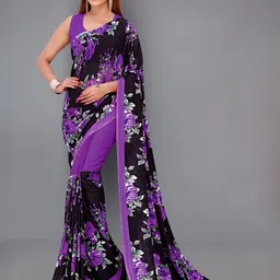moda rapido ANAND SAREES Floral Printed Half and Half Saree image 1