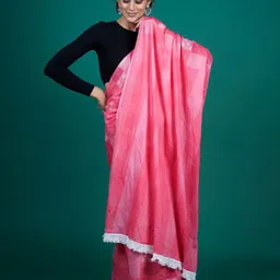 BUTA BUTI Pink & White Pure Cotton Saree-picture-22
