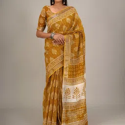 KIAARON Ethnic Motifs Printed Zari Cotton Saree-picture-18