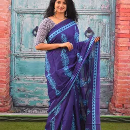 JALTHER Ethnic Motifs Printed Pure Cotton Block Print Saree-picture-22