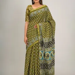 JALTHER Ethnic Motifs Printed Zari Pure Cotton Saree-picture-34