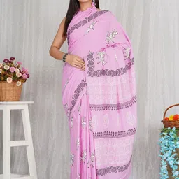 shivanya  handicrafts Shivanya Handicrafts Ethnic Motifs Pure Cotton Block Print Saree-picture-13