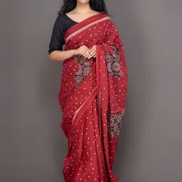 clothonus Ethnic Motifs Printed Pure Cotton Block Print Saree-picture-10