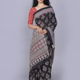 clothonus Floral Block Printed Pure Cotton Saree-picture-28