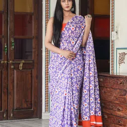 clothonus Floral Pure Cotton Block Print Saree-picture-21