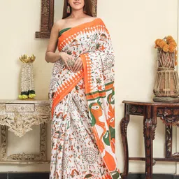 KIAARON Warli Pure Cotton Block Print Saree image 1