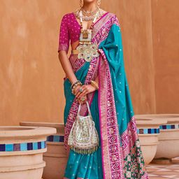 Anouk Polka Dots Woven Design Zari Patola Saree-picture-18