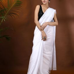 DESH BIDESH Solid Soft Mulmul Cotton Saree-picture-5