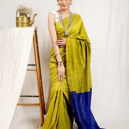 TEEJH Colourblocked Pure Cotton Saree image 1