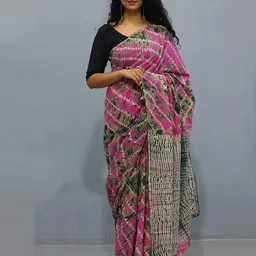 NIKHILAM Tie & Dye Printed Mulmul Cotton Saree-picture-27