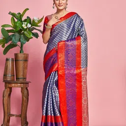 MIMOSA Ethnic Motifs Woven Design Zari Art Silk Kanjeevaram Saree-image-62