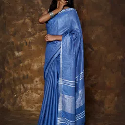 TEEJH Zari Linen Blend Saree-image-28