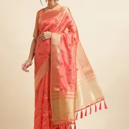ALAGINI Ethnic Motifs Embroidered Zari Detailed Organza Saree-picture-24