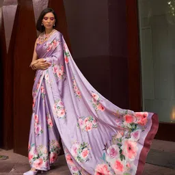 ODETTE Floral Printed Satin Saree-picture-11