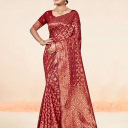 anouk rustic Anouk Ethnic Motifs Woven Design Zari Pure Cotton Chanderi Saree-picture-6