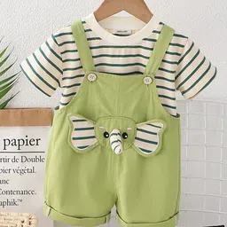 INCLUD Boys Striped T-shirt With Dungaree image 1