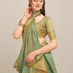 KAVINDI Ethnic Motifs Embroidered Zari Saree-image-63