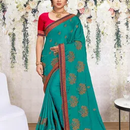 Mitera Floral Embroidered Saree image 1