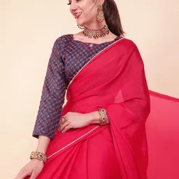Sangria Pink Satin Saree image 1